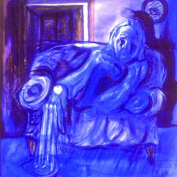 Ζωγραφική με τίτλο "Azul espejo" από Edna Cantoral Acosta, Αυθεντικά έργα τέχνης