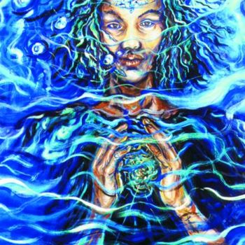 Pintura titulada "La sirena" por Edna Cantoral Acosta, Obra de arte original
