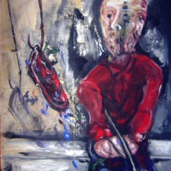 Pintura titulada "El pescador" por Edna Cantoral Acosta, Obra de arte original