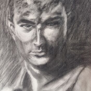 Рисунок под названием "Francesco,portrait…" - Edonista21, Подлинное произведение искусства, Древесный уголь