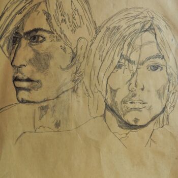 Disegno intitolato "Study of faces,copy…" da Edonista21, Opera d'arte originale, Matita