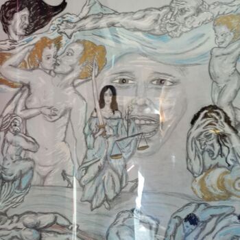 Disegno intitolato "Eros and Thanatos,c…" da Edonista21, Opera d'arte originale, Acrilico