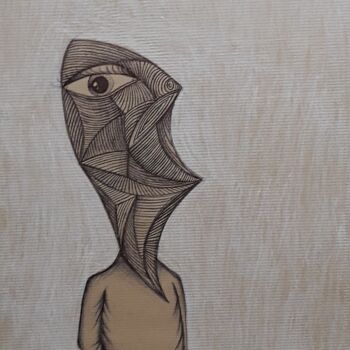 "Faceless Man" başlıklı Resim Edouard Leruste tarafından, Orijinal sanat, Tükenmez kalem