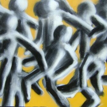 Painting titled "Running people" by Edouard Leruste, Original Artwork, Oil