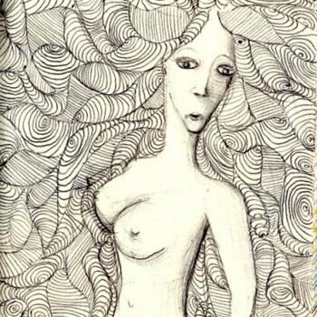 Drawing titled "Woman" by Edouard Leruste, Original Artwork