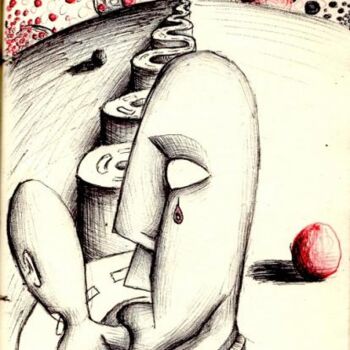 Disegno intitolato "La redescente" da Edouard Leruste, Opera d'arte originale
