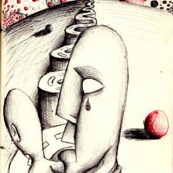 Drawing titled "La redescente" by Edouard Leruste, Original Artwork