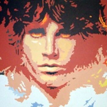 Schilderij getiteld "JIM MORRISON" door Edouard Aguilo, Origineel Kunstwerk, Acryl