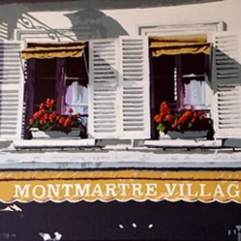 Peinture intitulée "MONTMARTRES VILLAGE" par Edouard Aguilo, Œuvre d'art originale