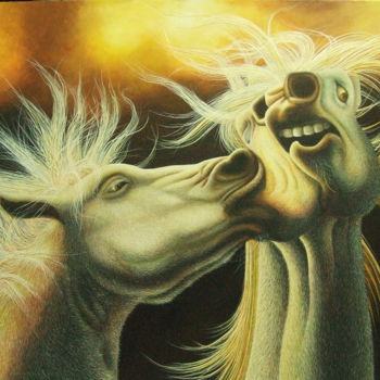 Painting titled "Horses" by Sarn Monday, Original Artwork