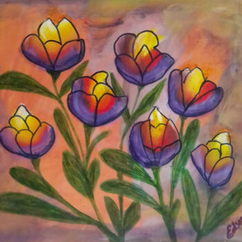 Pintura intitulada "Flores luminosas" por Edson Moura, Obras de arte originais, Acrílico