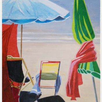 Картина под названием "parasol bleu" - Claude Godfrin-Claude, Подлинное произведение искусства, Масло