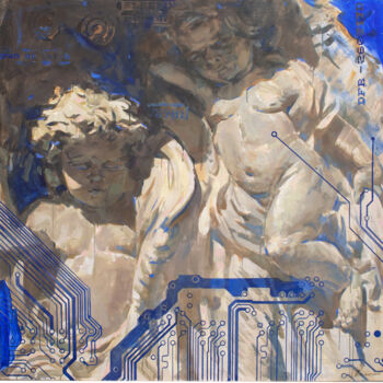 Painting titled "System angels" by Eduard Potapenkov, Original Artwork, Oil
