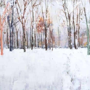 Painting titled "Winter im Park" by Eduard Warkentin, Original Artwork, Oil