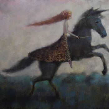 Painting titled "Unicorn" by Eduard Zentsik, Original Artwork, Oil