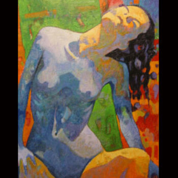 Pintura titulada "mujer azul" por Eduard, Obra de arte original, Oleo