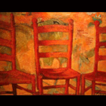 Pintura titulada "sillas rojas" por Eduard, Obra de arte original, Oleo
