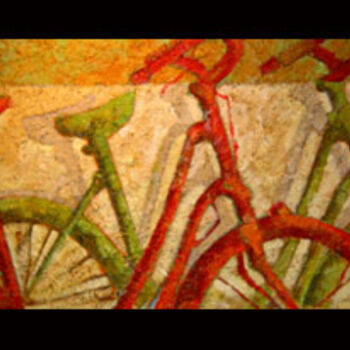 Pintura titulada "bicis en rojo" por Eduard, Obra de arte original