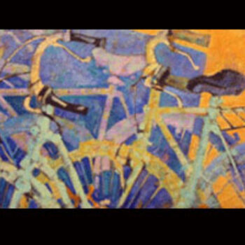 Pintura titulada "bicis sobre fondo a…" por Eduard, Obra de arte original