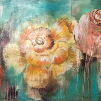 Painting titled "Flores 1" by Eduarda Almeida, Original Artwork, Acrylic