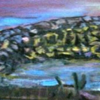 Malerei mit dem Titel "crocodile jaune men…" von Eduardo Antonio Arêas Rêgo Monteiro, Original-Kunstwerk