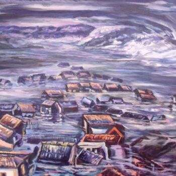 Painting titled "Les inondations dan…" by Eduardo Antonio Arêas Rêgo Monteiro, Original Artwork, Oil