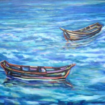 Painting titled "Bateaux,la mer,le l…" by Eduardo Antonio Arêas Rêgo Monteiro, Original Artwork