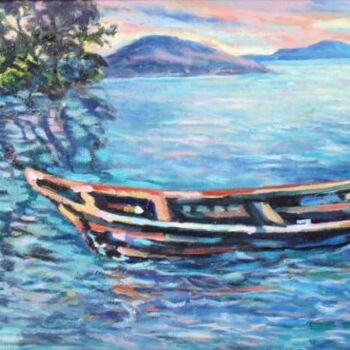 Painting titled "bateau sur la plage…" by Eduardo Antonio Arêas Rêgo Monteiro, Original Artwork