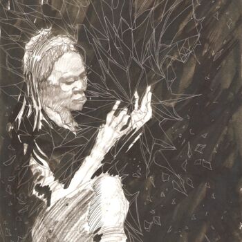 Drawing titled "PADECER EN LA REALI…" by Eduardo Bustos Segovia, Original Artwork, Ink Mounted on Cardboard