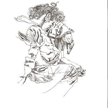 Disegno intitolato "PADECER EN LA REALI…" da Eduardo Bustos Segovia, Opera d'arte originale, Inchiostro Montato su Cartone