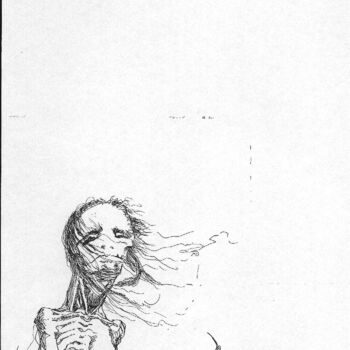 Drawing titled "GENETICALLY MODIFIE…" by Eduardo Bustos Segovia, Original Artwork, Ink Mounted on Cardboard