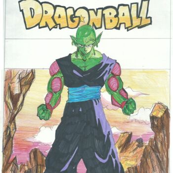 Desenho intitulada "DRAGON BALL Z Tribu…" por Eduardo Bustos Segovia, Obras de arte originais, Marcador Montado em Cartão