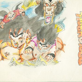 Drawing titled "DRAGON BALL Z Tribu…" by Eduardo Bustos Segovia, Original Artwork, Pencil Mounted on Cardboard