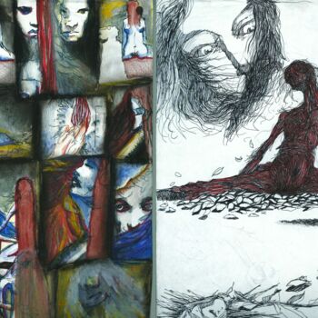 Dessin intitulée "THE VIOLATION OF LO…" par Eduardo Bustos Segovia, Œuvre d'art originale, Encre Monté sur Carton
