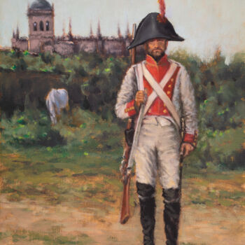 Painting titled "Fusilero del Ejérci…" by Eduardo Carpintero García, Original Artwork, Oil