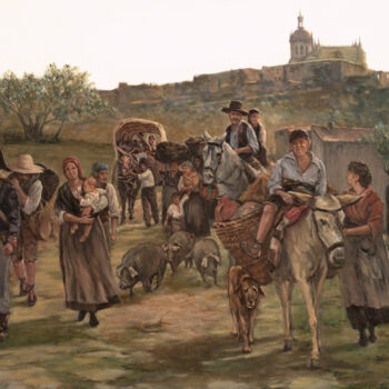 Painting titled "HUYENDO DE LOS GABA…" by Eduardo Carpintero García, Original Artwork, Oil