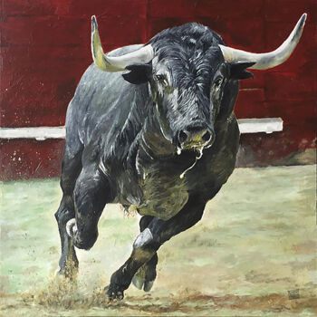 Painting titled "1 Toro 1" by Eduardo Jiménez Aguirre, Original Artwork, Acrylic