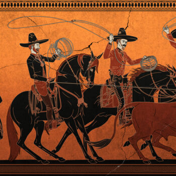 Digital Arts titled "Charros "Griegos"" by Eduardo Jiménez Aguirre, Original Artwork, Digital Painting
