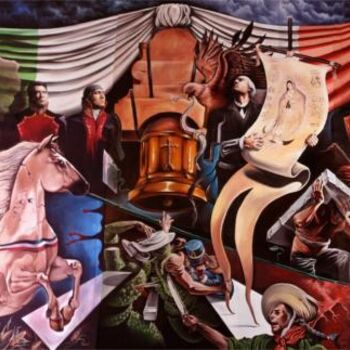 Pintura titulada "Mural Independencia…" por Eduardo Urbano Merino, Obra de arte original, Oleo