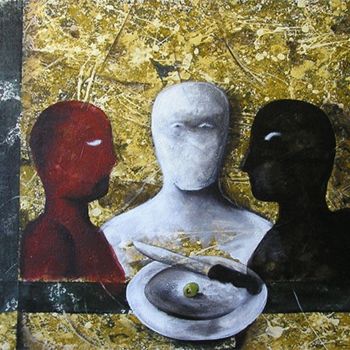 Pintura titulada "Pacto. Mixta sobre…" por Eduardo Yanes Hidalgo, Obra de arte original