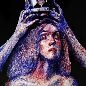Dessin intitulée "Meriti la corona, c…" par Eduardo Scivoletto, Œuvre d'art originale, Stylo à bille