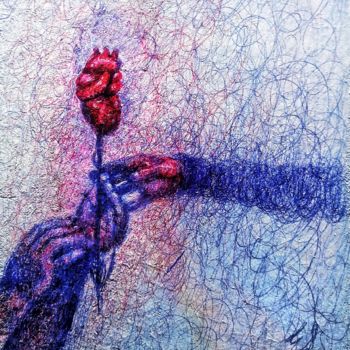 Desenho intitulada "Ti regalo una rosa…" por Eduardo Scivoletto, Obras de arte originais, Canetac de aerossol