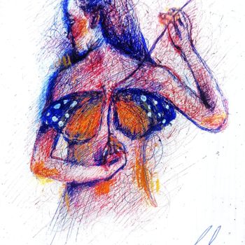 Dessin intitulée "Sulla schiena trovi…" par Eduardo Scivoletto, Œuvre d'art originale, Stylo à bille