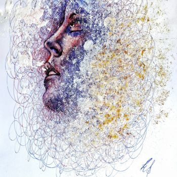 Drawing titled "🔴A-mare🔵" by Eduardo Scivoletto, Original Artwork, Ballpoint pen