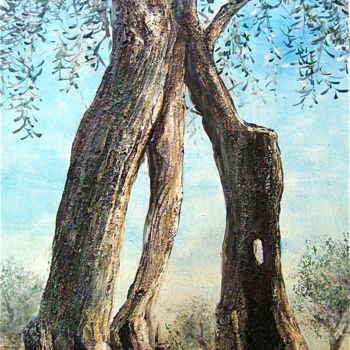 Malerei mit dem Titel "Olivenbaum 8" von Daniel Rohrbach, Original-Kunstwerk, Acryl