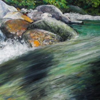 Painting titled "Stein im Fluss 2" by Daniel Rohrbach, Original Artwork, Acrylic