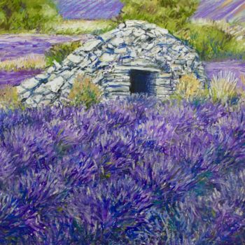 Malerei mit dem Titel "Borie im Lavendelfe…" von Daniel Rohrbach, Original-Kunstwerk, Pastell