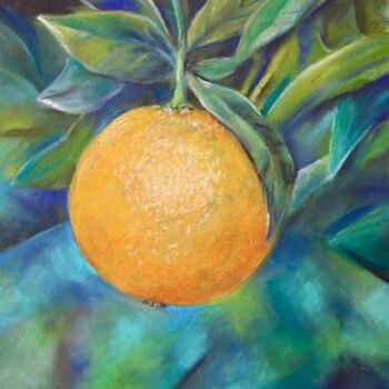 Malerei mit dem Titel "Orange" von Daniel Rohrbach, Original-Kunstwerk, Pastell
