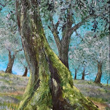 Painting titled "Olivenbäume" by Daniel Rohrbach, Original Artwork, Acrylic