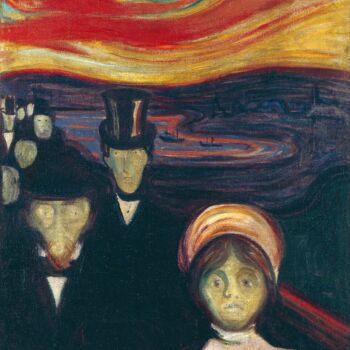Peinture intitulée "L'anxiété" par Edvard Munch, Œuvre d'art originale, Huile